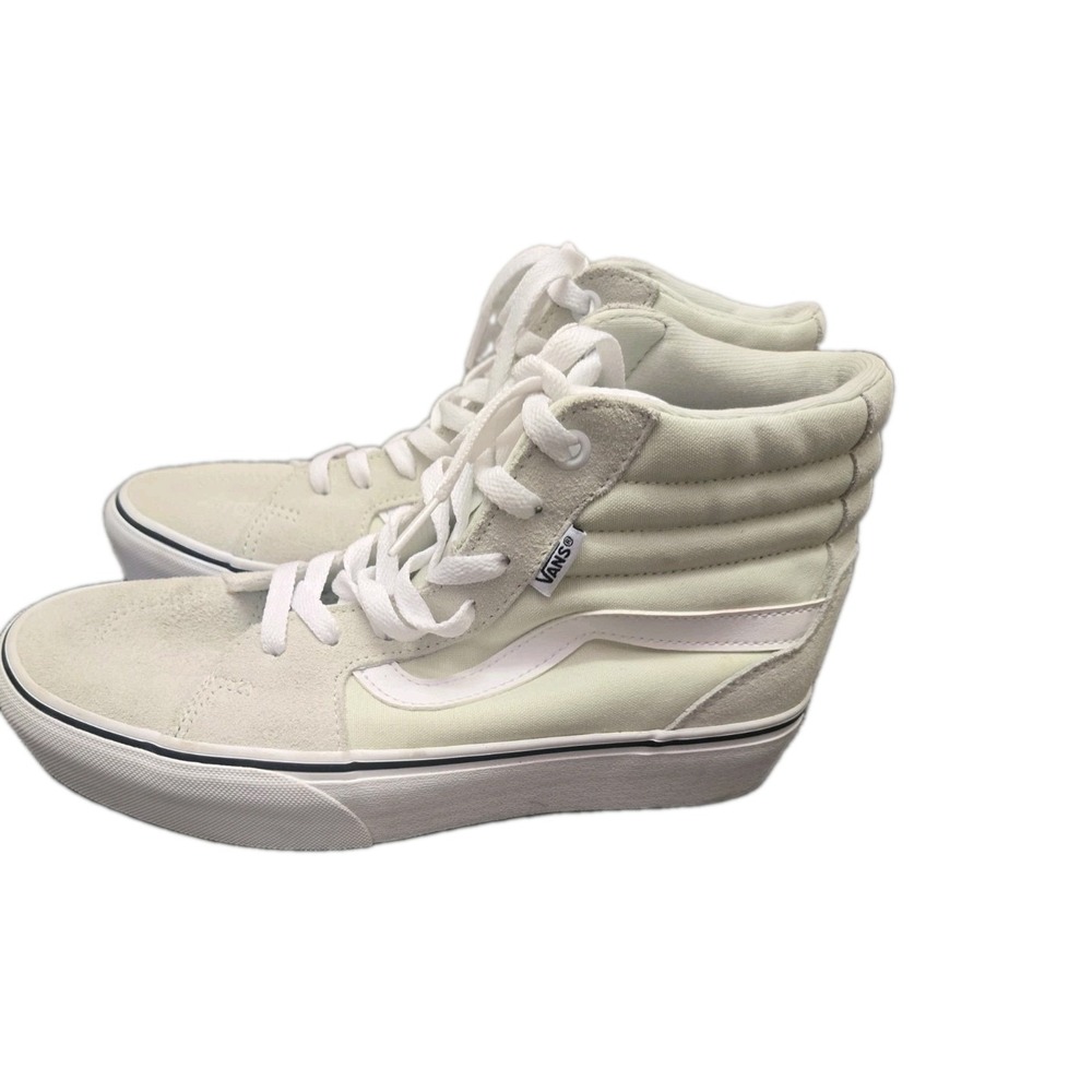 Vans Sk8-Hi Shoes Womens Sz 8.5 Beige White Suede Canvas High Shoes Has  Scuffs